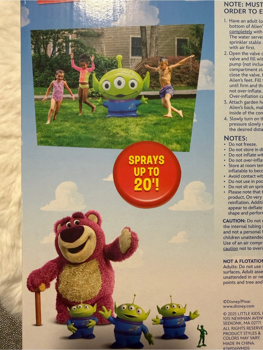 Disney Toy Story Green and Blue Alien Inflatable Sprinkler - Picture 2 of 3